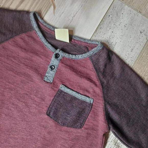 Rustic Blue Boys Long Sleeve Marled Baseball Raglan Henley Tee Size Small - Picture 7 of 15